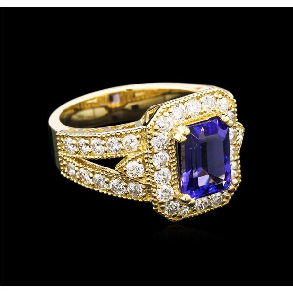 2.08 ctw Tanzanite and Diamond Ring - 14KT Yellow Gold