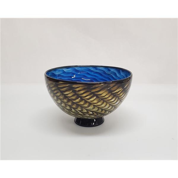 Olive Double Optic Twist Bowl by Seattle Glassblowing Studio