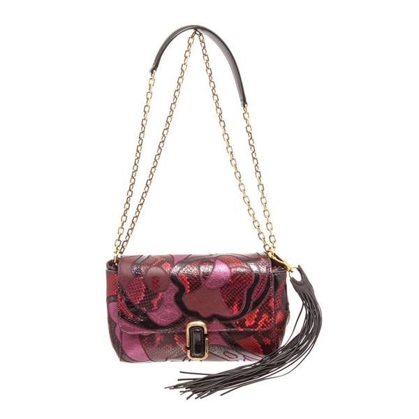 Marc Jacobs Red J Snake Patchwork Shoulder Bag