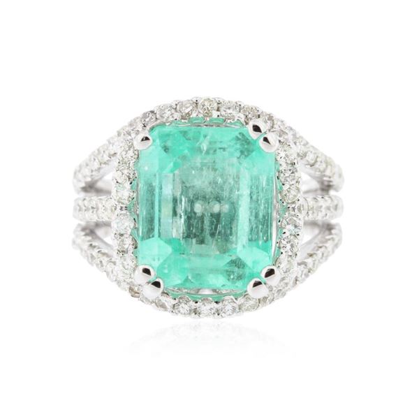 14KT White Gold 5.58 ctw Emerald and Diamond Ring