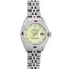 Image 2 : Rolex Ladies Stainless Steel Yellow Diamond & Ruby 26MM Datejust Wristwatch