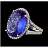 Image 1 : 10.86 ctw Tanzanite and Diamond Ring - 14KT White Gold