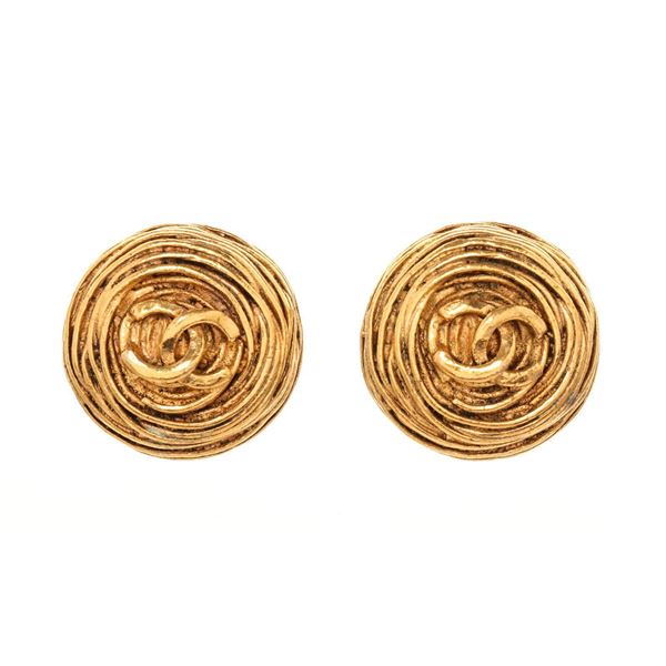 Chanel Gold CC Disc Earrings