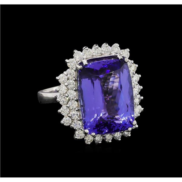 15.75 ctw Tanzanite and Diamond Ring - 14KT White Gold