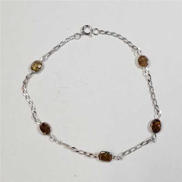 Certified 14K  Diamonds(3.3Ct,I1-I2,Fancy Yellowish Brown) Bracelet