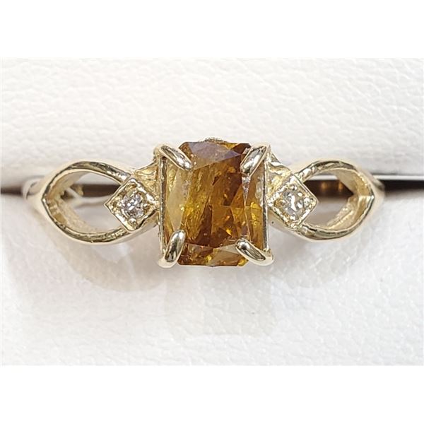 Certified 10K  Diamond(1.05Ct,I3,Brownish Yellow)+0.02Ct Ring