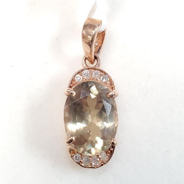 Certified 14K  Zultanite(4ct) Diamonds(0.12Ct,I1-I3,G-H) Pendant