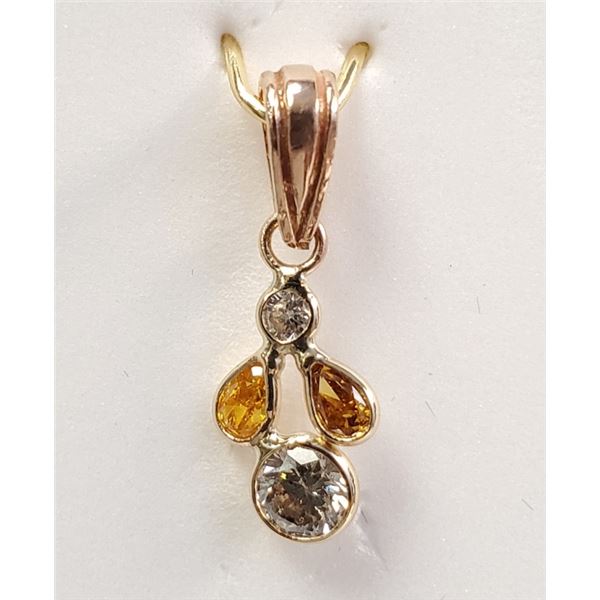 Certified 14K  4 Fancy Color Diamonds(0.55ct) Pendant