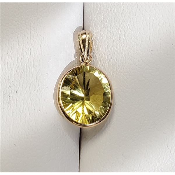 $800 14K  Lemon Quartz(4.9ct) Pendant
