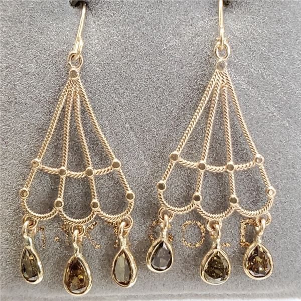 Certified 14K  Diamond(0.85Ct,Si2-I1,Yellowish Green) Earrings