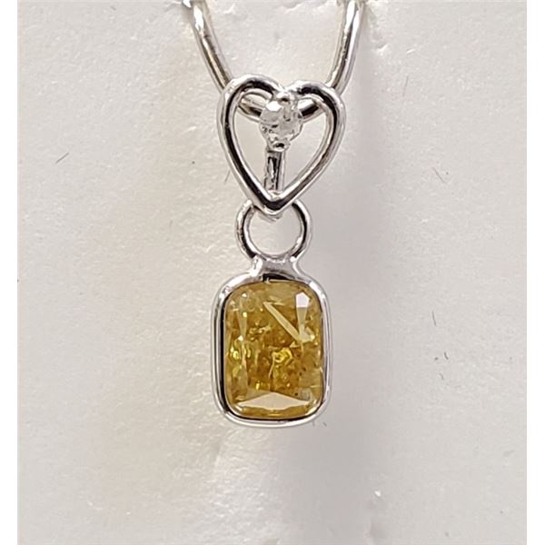 Certified 14K  Diamond(0.3Ct,I3,Yellow)+0.02Ct Pendant