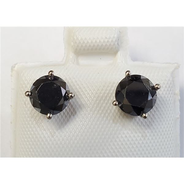 Certified 14K  Black Diamond(1.75ct) Earrings