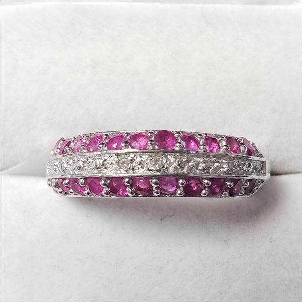$150 Silver Ruby And White Topaz(1.1ct) Ring
