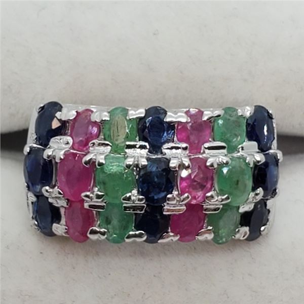 $400 Silver Sapphire,Emerald, Ruby Ring