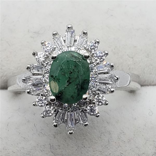 $200 Silver Emerald CZ Ring