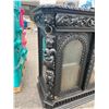 Image 7 : Ornate cabinet missing one side glass and piece needs repair bottom corner