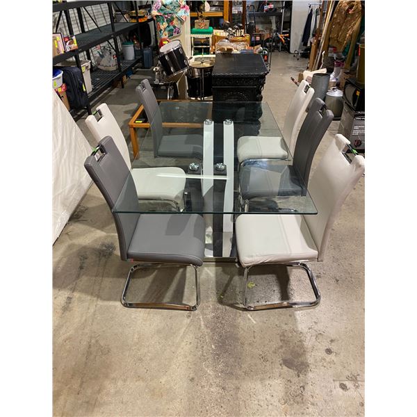Glass top table and 6 chairs