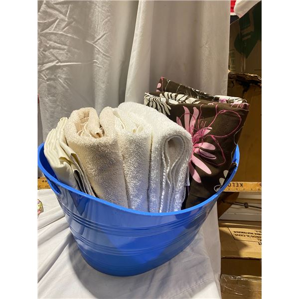 Basket towels and curtain panels