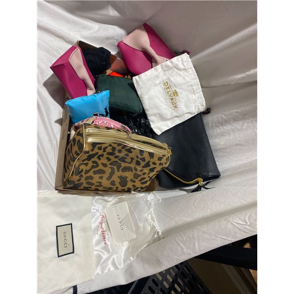 Assorted mackuo bags and other silky bags Gucci, Roger Vivier ect