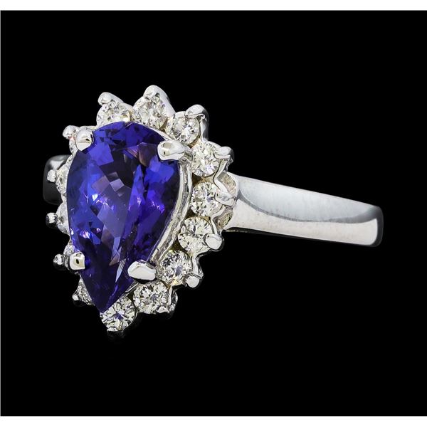 2.07 ctw Tanzanite and Diamond Ring - 14KT White Gold