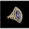 Image 1 : 14KT Yellow Gold 2.45 ctw Tanzanite and Diamond Ring