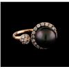 Image 1 : 0.66 ctw Diamond and Pearl Ring - 14KT Rose Gold