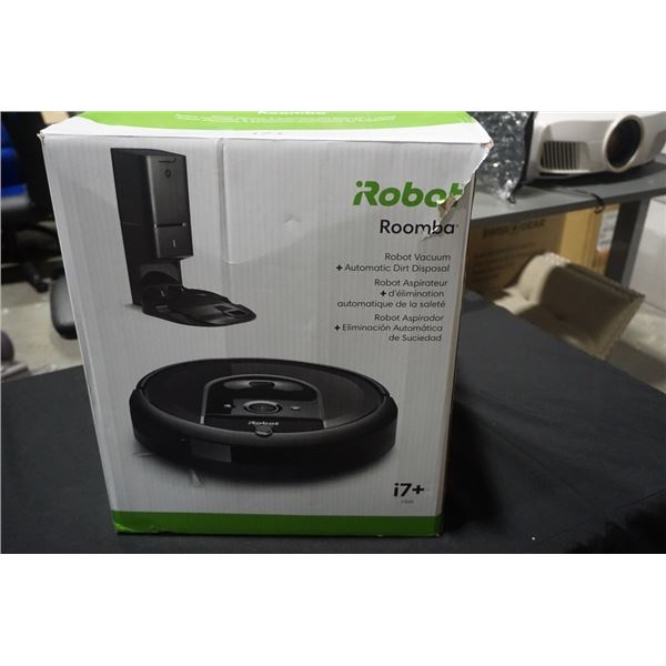 IROBOT ROOMBA I7+ ROBOT VACUUM WITH AUTO EMPTY CHARGING DOCK, TESTED WORKING