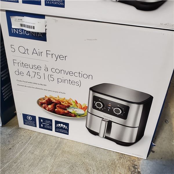 INSIGNIA 5 LITRE AIR FRYER IN BOX, TESTED WORKING