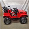 Image 1 : NEW RED KIDS RIDE ON JEEP, WITH REMOTE CONTROL AND AUDIO JACK, 12V, RETAIL $499