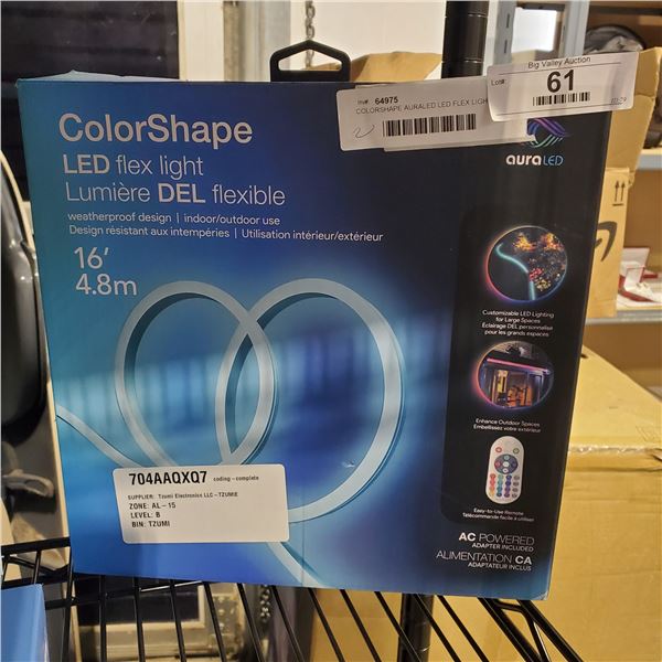 COLORSHAPE AURALED LED FLEX LIGHT 16 FOOT, TESTED WORKING