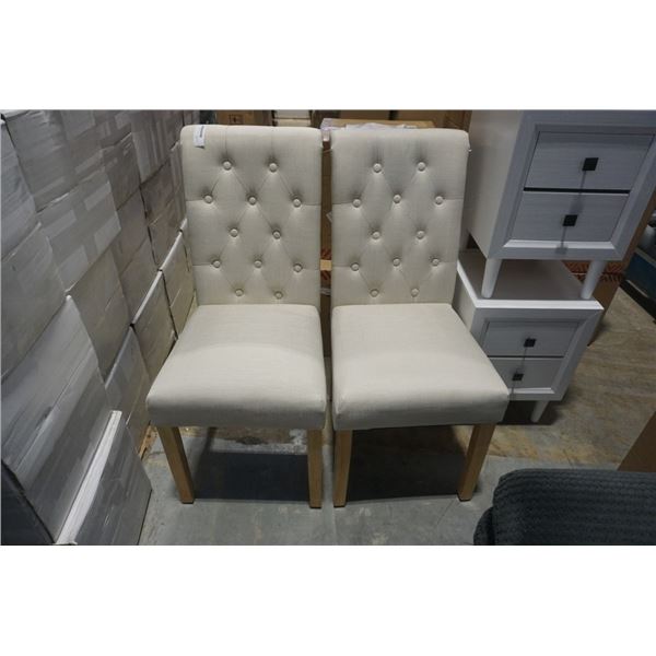 2 NEW BEIGE BUTTONBACK CHAIRS