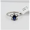 Image 4 : 10KT. WHITE GOLD 4.97MM X 3MM GENUINE BLUE SAPPHIRE "BUTTERFLY" BABY RING, 0.21CTS, W/A $785.00, SIZ