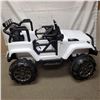 Image 1 : NEW WHITE KIDS RIDE ON JEEP, WITH REMOTE CONTROL AND AUDIO JACK, 12V, RETAIL $499, PRE BUILT