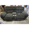 Image 1 : NEW GREY DOUBLE RECLINING SOFA WITH CENTRE CONSOLE RETAIL $1499