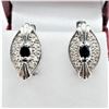 Image 1 : STERLING SILVER 6MM X 3MM GENUINE BLUE SAPPHIRE (0.55CTS) & CZ EARRINGS, W/A $750.00