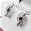 Image 3 : STERLING SILVER 6MM X 3MM GENUINE BLUE SAPPHIRE (0.55CTS) & CZ EARRINGS, W/A $750.00