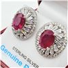 Image 3 : STERLING SILVER 8.9MM X 6.8MM NATURAL RUBY (4.5CTS) & CZ EARRINGS, W/A $1215.00