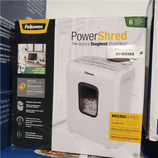 FELLOWES POWER SHRED MICRO SHRED PAPER SHREDDER, TESTED WORKING