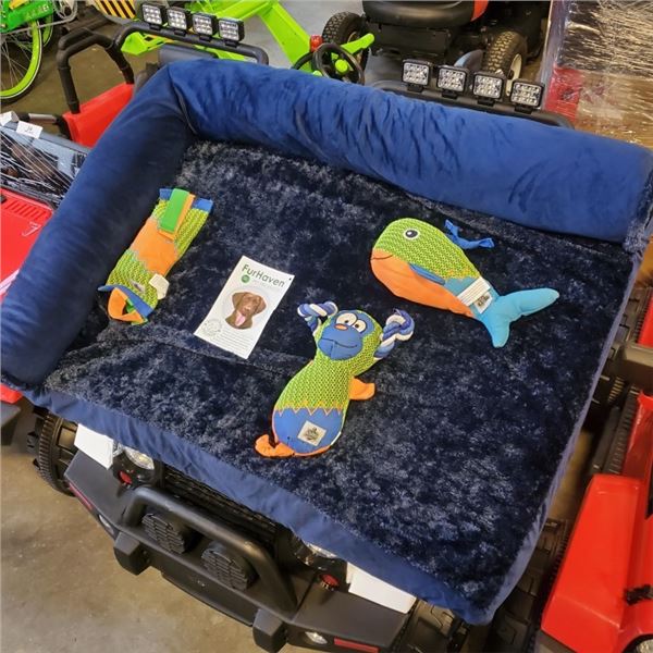 NEW PLUSH AND VELVET ORTHOPEDIC DOG BED AND TOYS