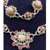 Image 2 : 1940'S PINK AND BLUE STONE MATCHED SET - EARRINGS, NECKLACE AND BRACELET 