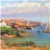 Image 2 : Ming Feng, "Dawn" Original Oil Painting on Canvas, Hand Signed with Letter of Authenticity.