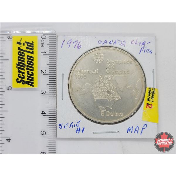 Canada 1976 Montreal Olympics $5 Sterling Silver Coin (Map)