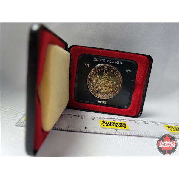 Canada 1871-1971 Canada British Columbia Silver Dollar in Black Case