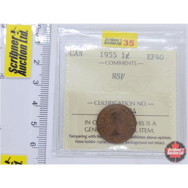 Canada Large Cent 1955NSF (ICCS Cert: EF40)