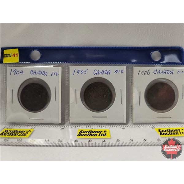 Canada Large Cent - Strip of 3: 1904; 1905; 1906