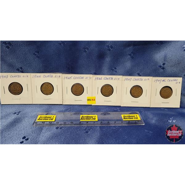 Canada One Cent - Strip of 6: 1943; 1944; 1945; 1946; 1947; 1947ML