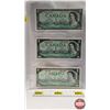 Image 1 : Canada $1 Bills (3) : 1954 ; 1967 ; 1867-1967 (See Pics for Serial Numbers & Signatures)