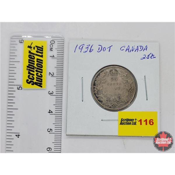 Canada Twenty Five Cent 1936 Dot