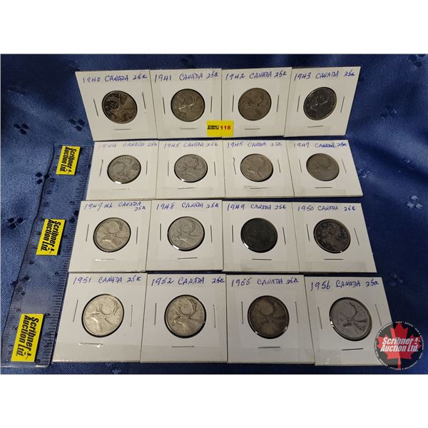 Canada Twenty Five Cent (16): 1940; 1941; 1942; 1943; 1944; 1945; 1945; 1947; 1947ML; 1948; 1949; 19