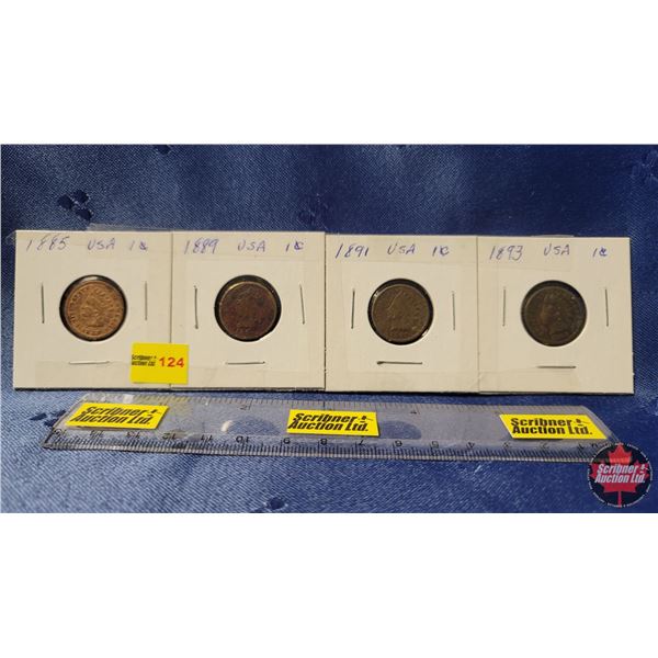 USA Penny - Strip of 4: 1885; 1889; 1891; 1893